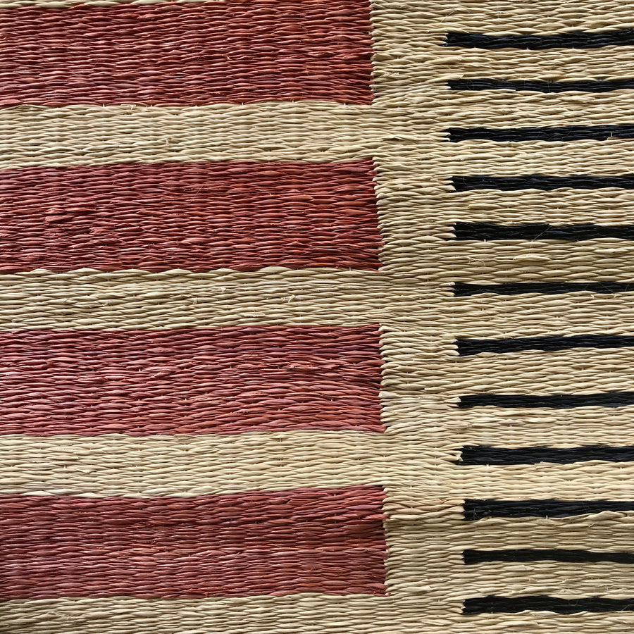 Detail of handwoven Colombian palm rug.